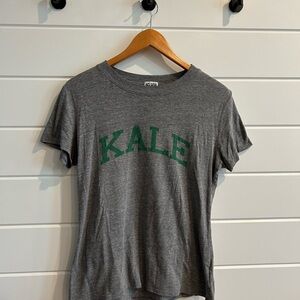Gray T-Shirt with Green 'KALE' Print